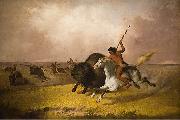 John Mix Stanley Buffalo Hunt on the Southwestern Prairies France oil painting artist